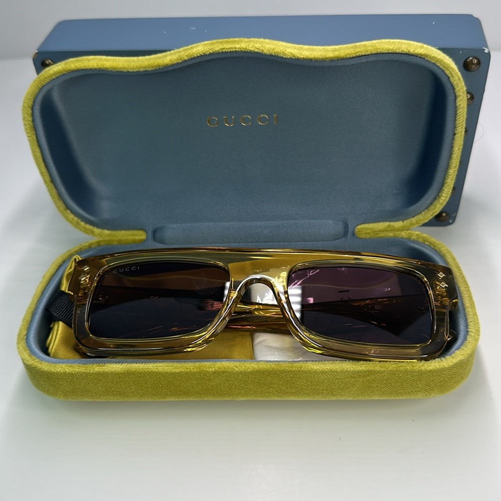 💯- New Authentic GUCCI GG1085S Trendy Sunglasses – Vibrant Yellow and Grey - Picture 14 of 14